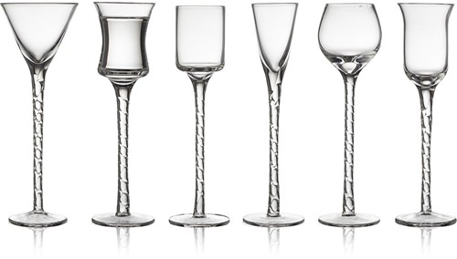 Lyngby Glas Aquavit shot / shnaps glazen Rom18cm - set van 6 transparant