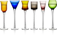 Lyngby Glas Aquavit shot / shnaps glazen London 18cm - set van 6 mix kleuren