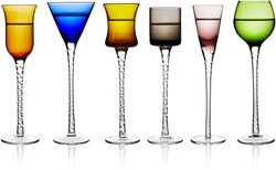 Lyngby Glas Aquavit shot / shnaps glazen London 18cm - set van 6 mix kleuren