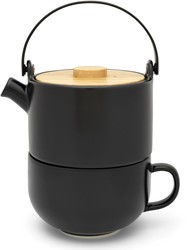 Bredemeijer Silhouet tea for one 0.5L zwart met deksel bamboe