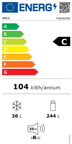 Smeg FAB28LRD6 Koel-vriescombinatie 153 cm
