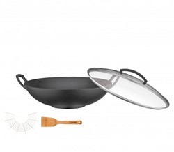 Spring Wok gietijzer met glazen deksel en accessoires - Ø350mm