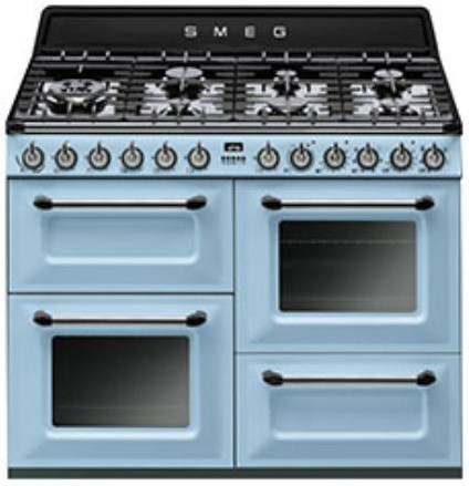 SMEG TR4110AZ Fornuis 110 x 60 x 90 - 7 branders gas - 2 ovens multifunctie - energieklasse A + grill-oven - pastelblauw - Victoria