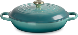 Le Creuset Campagnard met goudkleurige knop 30cm 3,5l Bleu Riviera Gietijzer