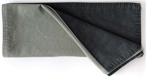 Dutch Rose Organic Tafelloper 40x150cm dubbelzijdig groen-grijs Groen Textiel