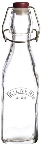 KILNER RAY-0025-470 vierkante glazen fles met plastic beugelsluiting 250ml