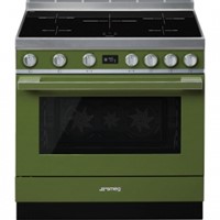 SMEG CPF9IPOG Fornuis 90 x 60  - 5 inductiezones - oven pyrolyse - energieklasse A+ - groen