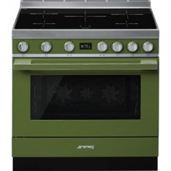SMEG CPF9IPOG Fornuis 90 x 60  - 5 inductiezones - oven pyrolyse - energieklasse A+ - groen