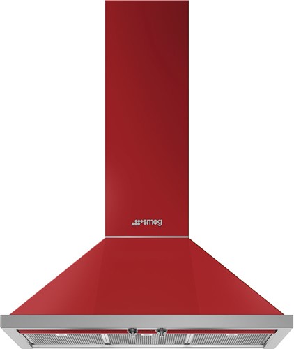SMEG KPF9RD Decoratieve muurdampkap 90 cm - 815 m³/u - energieklasse A+ - rood