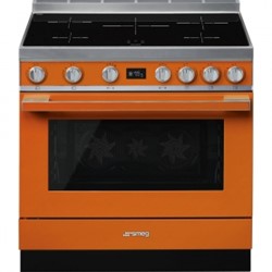 SMEG CPF9IPOR Fornuis 90 x 60  - 5 inductiezones - oven pyrolyse - energieklasse A+ - oranje