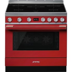 SMEG CPF9IPR Fornuis 90 x 60  - 5 inductiezones - oven pyrolyse - energieklasse A+ - rood