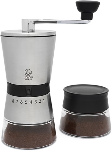 Leopold Vienna Bologna Giftset koffiemolen Zilverkleurig Mat Roestvrij staal 304