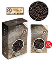 Peugeot doos met 3 zakjes Kampot zwarte peper (3x20g)