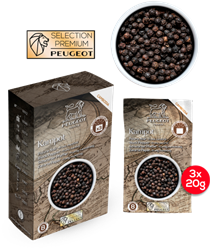 Peugeot doos met 3 zakjes Kampot zwarte peper (3x20g)