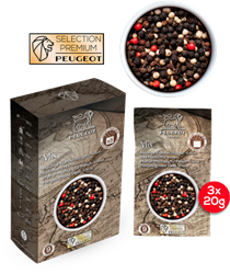 Peugeot doos met 3 zakjes peper Vleesmix 60g (3x20g)