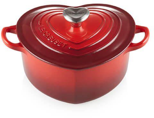 Le Creuset Gietijzeren hartje braadpan in Kersenrood 20cm 1,9l