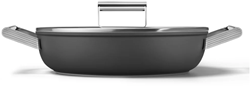 Smeg DPF2812BLM Sauteerpan - 2 handvaten - glazen deksel -  28 cm - zwart
