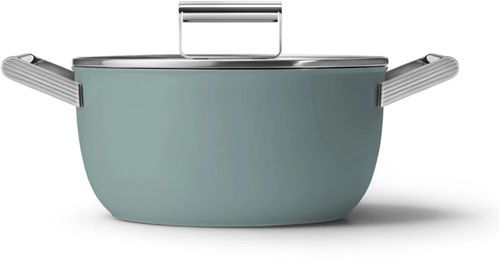 Smeg CSF2412EGM Kookpot - 2 handvaten - glazen deksel - 24 cm - emerald green