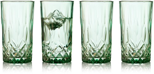 Lyngby Glas Longdrinkglazen Sorrento groen 38 cl (set van 4)