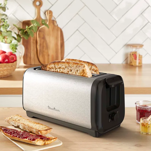 MOULINEX LS5S4DE0 Subito, 2-Long Slot Toaster, Faster Toasting, Energy Saving, Black and Inox-3