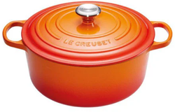 Le Creuset Gietijzeren ronde braadpan in Oranjerood 24cm 4,2l