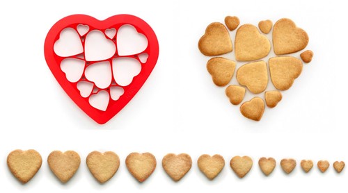 Lékué Uitsteekvorm uit abs voor 12 koekjes - hartjes