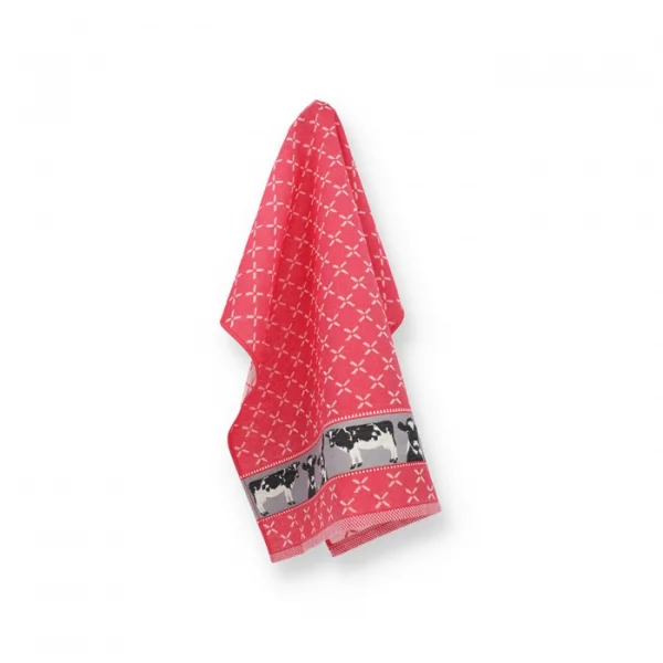 Bunzlau Castle Tea Towel Cows 65x65cm, red