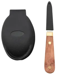 Point-Virgule 2delige set van oestermes en -houder in hout,rvs,kunststof 16x2.5x1.5cm