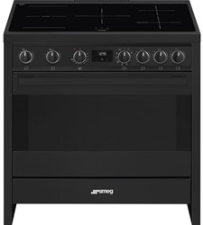 Smeg B95IMAN9 Fornuis 90 x 60 x 90 - 5 inductiezones waarvan 1 multizone - 1 oven - energieklasse A - vapor clean reiniging - antraciet