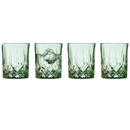 Lyngby Glass whiskyglazen Sorrento green (set van 4)