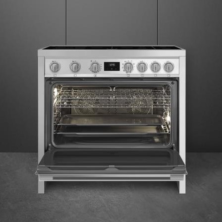 Smeg B95IMX9 Fornuis 90 x 60 x 90 - 5 inductiezones waarvan 1 multizone - 1 oven - energieklasse A - vapor clean reiniging - inox-2