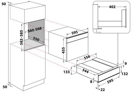Bauknecht BWD1AKF Warmhoudlade, Coll.5/Coll.7/coll.9/coll.11 , 14cm, ProTouch, zwart glas-3