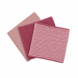 Blomus gebreide vaatdoeke set van 3 roze wipe