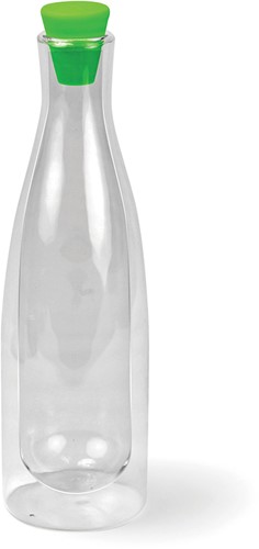 COOKUT CK-0690 Drop dubbelwandige fles uit glas met silicone dop groen 1L