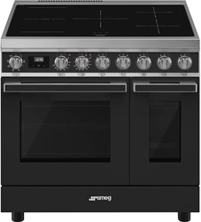SMEG CPF92IMA Fornuis 90 x 60 x 90 - 5 inductiezones - 2 ovens multifunctie - energieklasse A - antraciet
