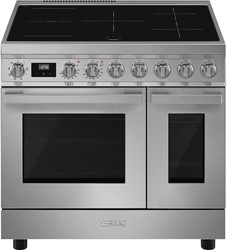 SMEG CPF92IMX Fornuis 90 x 60 x 90 - 5 inductiezones - 2 ovens multifunctie - energieklasse A - inox