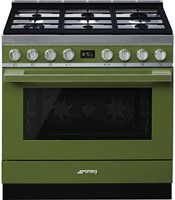 Smeg CPF9GPOG Fornuis 90 x 60  - 6 branders gas - oven multifunctie - olijfgroen