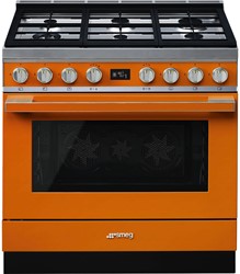 Smeg CPF9GPOR Fornuis 90 x 60  - 6 branders gas - oven multifunctie - oranje