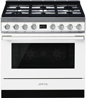 Smeg CPF9GPWH Fornuis 90 x 60  - 6 branders gas - oven multifunctie - wit