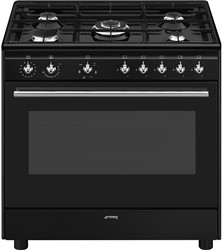 Smeg CX91GMBL Fornuis 90x60 cm - Gas - 5 kookzones - 1ovenruimte