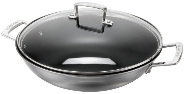 Christian patrouille Waarschijnlijk Le Creuset RVS wok met anti-aanbaklaag en glazen deksel 30cm 4,8l |  Profilec.be