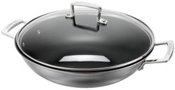 Le Creuset RVS wok met anti-aanbaklaag en glazen deksel 30cm 4,8l