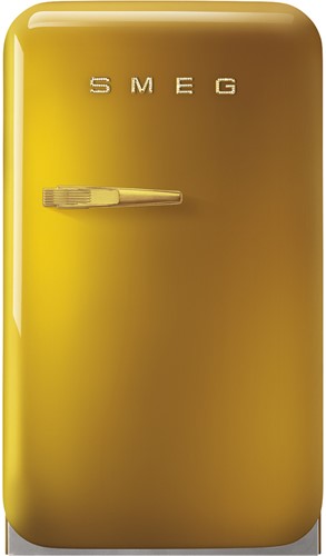 SMEG FAB5RDGO5 Minibar - 42 liter - hoogte 71,5 tot 73 cm - energieklasse D - jaren '50 - scharnieren rechts - gold