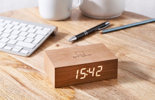 Gingko Click clock Flip natural cherry-2