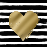 Heart & stripes black/gold