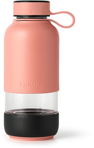 Lékué Bottle to go drinkfles uit glas koraal 600ml