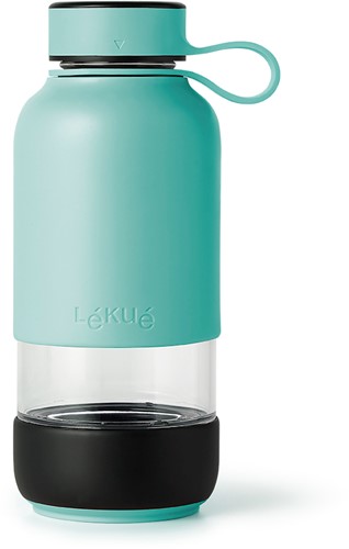 Lékué Bottle to go drinkfles uit glas turkoois 600ml