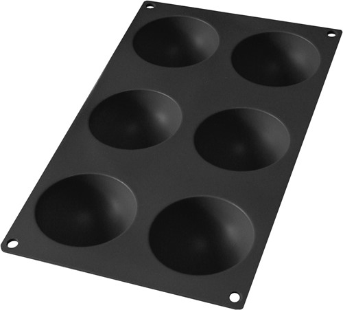 Lékué Bakvorm uit silicone voor 6 halve bollen zwart ø 7cm H 3.2cm