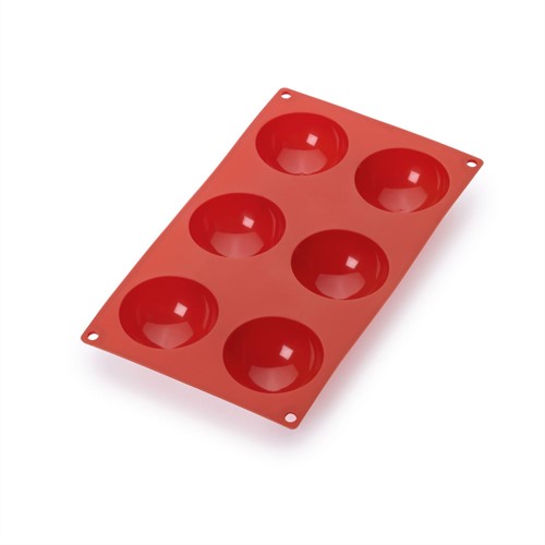 Lékué Bakvorm uit silicone voor 6 halve bollen rood ø 7cm