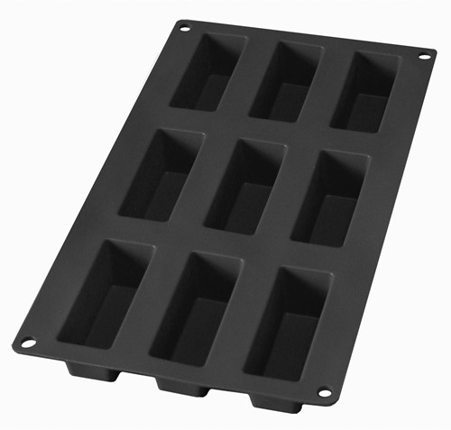 Lékué Bakvorm uit silicone voor 9 rechthoekige cakejes zwart 8x3x3.3cm